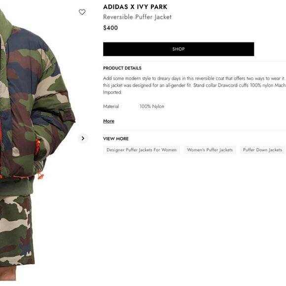 Ivy Park x Adidas Reversible Puffy Coat Parka Oversized Jacket / Size L - Picture 15 of 15
